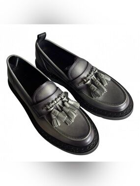 Officine Creative Women's Tassel Loafers in Metallic Gray Green
